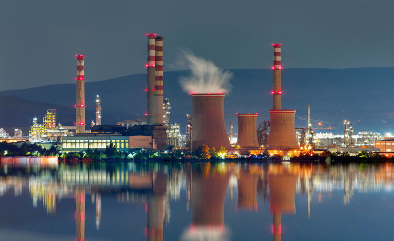 Thermal energy powerplant at night