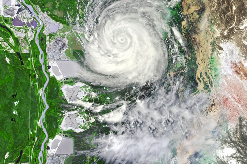 aerial view of hurricane