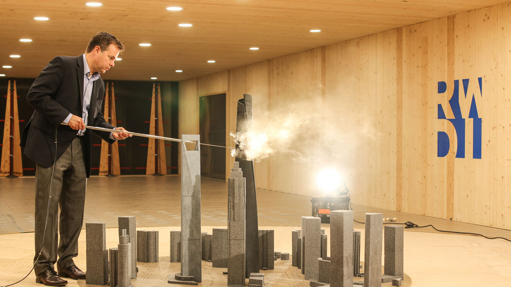 Flow visualization around shanghai tower model