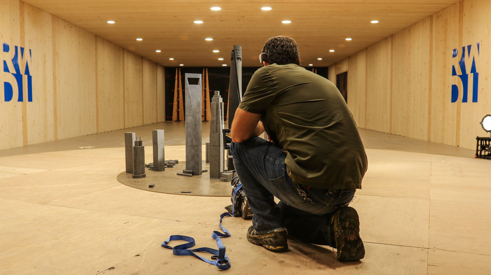 Film crew in wind tunnel