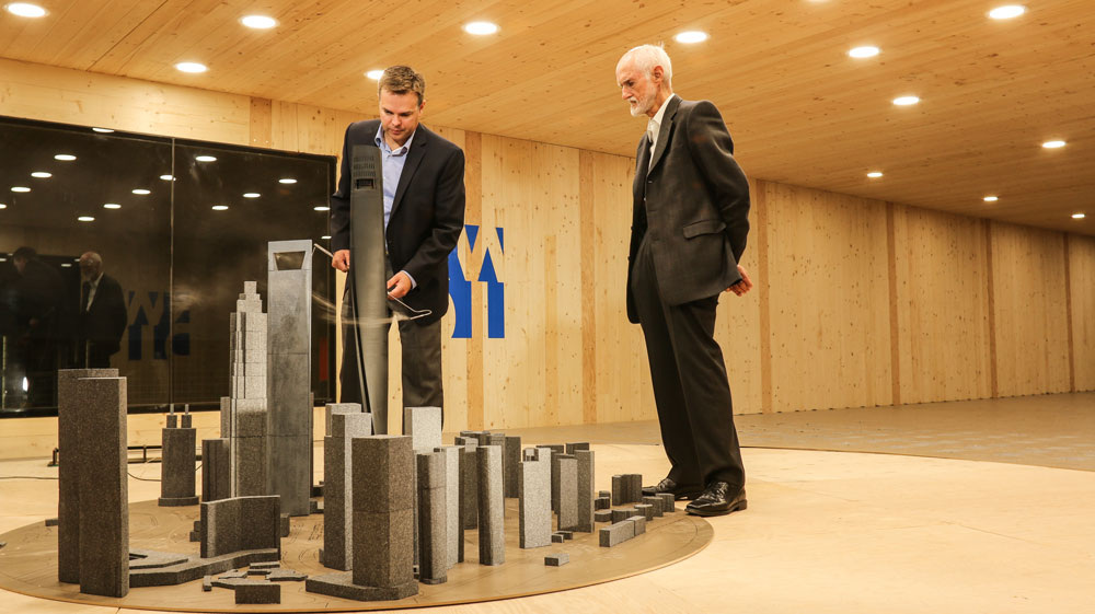 Derek Kelly and Peter Irwin testing Shanghai Tower in wind tunnel