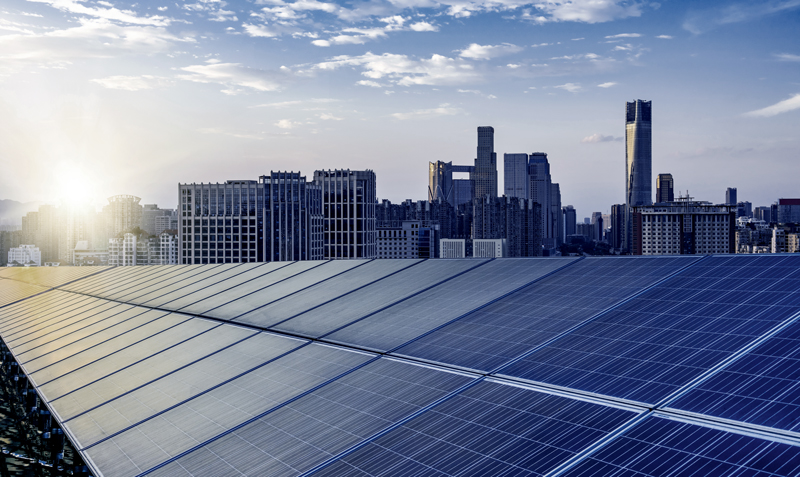 Photo of shanghai urban landscape landmarks and solar panels