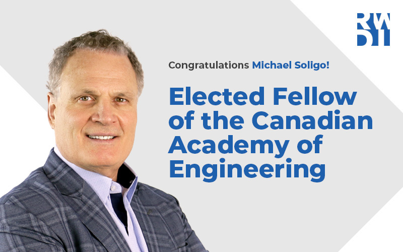 RWDI's President and CEO, Michael Soligo, who has been recognized for outstanding contributions to engineering in Canada, he was among 54 new Fellows elected into the Canadian Academy of Engineering