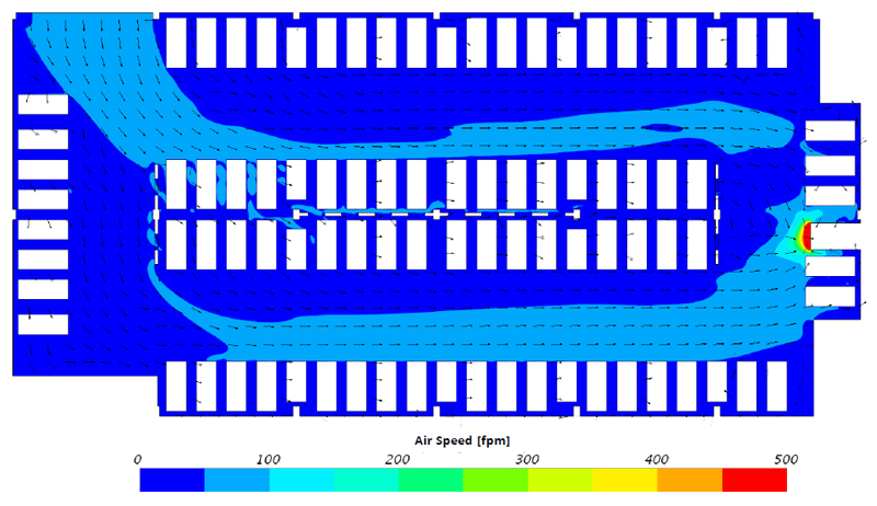CFD rendering of parking garage ventilation