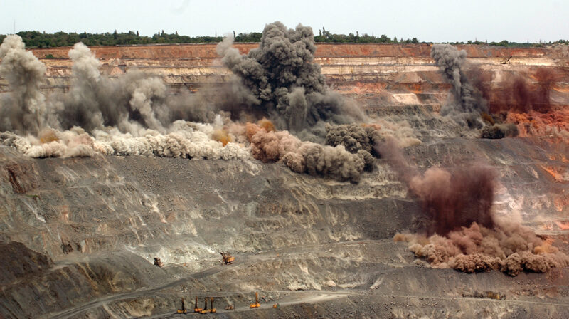 blasting in open cast mine