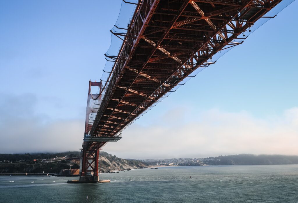 underside of Golden Gate Bridge deck