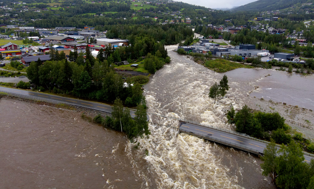 Bridge broken by flood water